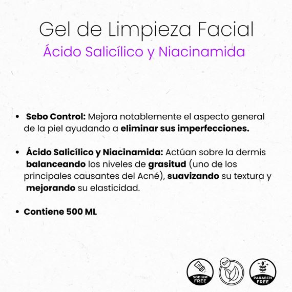 Gel de Limpieza Facial Piel Grasa Acido Salicilico 500 ml Libra