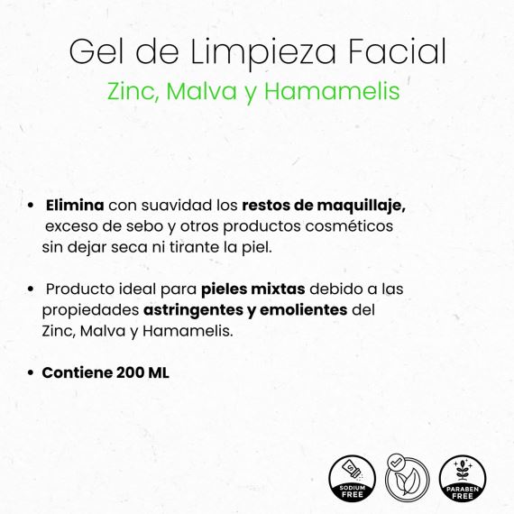 Gel de Limpieza Facial Piel Mixta Zinc Hamamelis 200 ml Libra