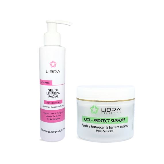 Kit Facial Piel Sensible Gel de Limpieza + Crema Reparadora Libra