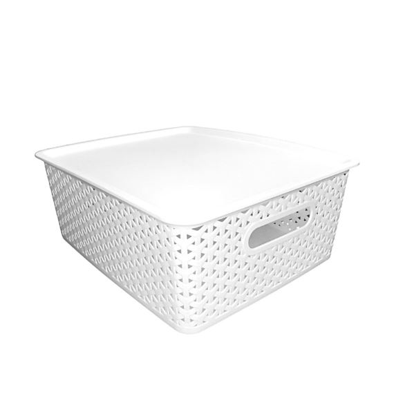 Caja Organizadora Plastica C/Tapa Multiuso Chica Blanca PVC