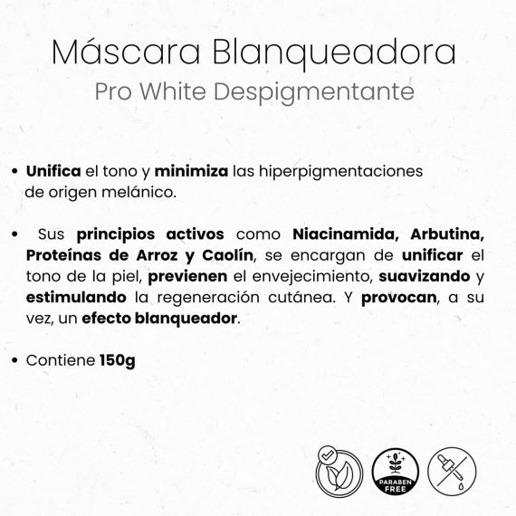 Mascara Pro White Blanqueadora Manchas Aclarante 150 g Idraet