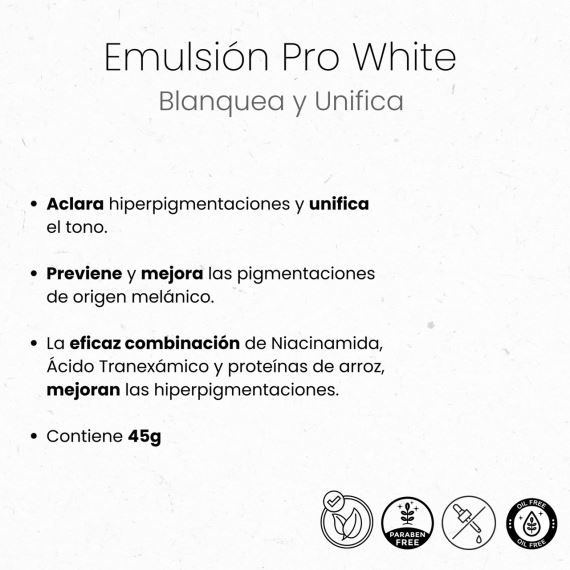 Emulsion Pro White Blanqueadora Aclarante Manchas 45 g Idraet