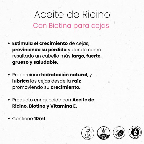 Aceite de Ricino Cejas Crecimiento Biotina 10 ml Veganis