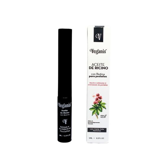 Aceite de Ricino Pestañas Crecimiento Biotina 5 ml Veganis